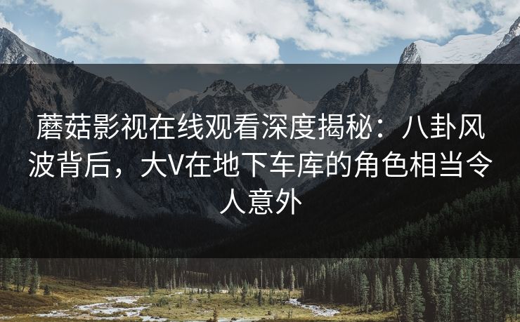 蘑菇影视在线观看深度揭秘：八卦风波背后，大V在地下车库的角色相当令人意外