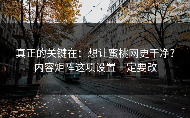 真正的关键在:想让蜜桃网更干净?内容矩阵这项设置一定要改 真正的关键在:想让蜜桃网更干净?内容矩阵这项设置一定要改
